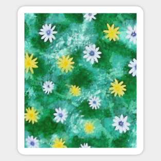 Green Watercolor Floral Pattern Sticker